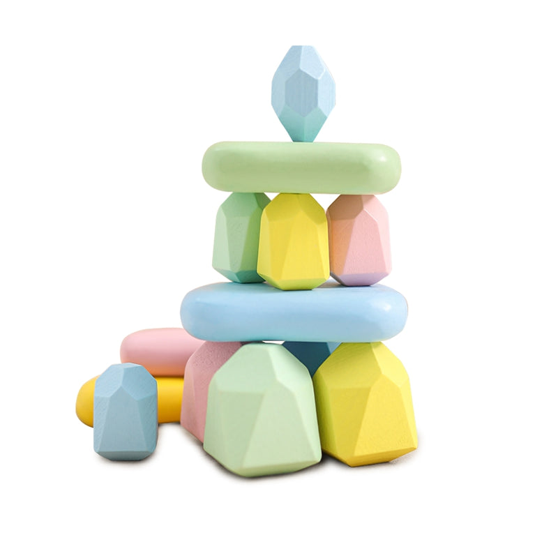 Wooden Stacking Rocks Toys – 40-Piece Montessori Sensory STEM Balance Blocks for Toddlers, Educational Preschool Learning Gift Set