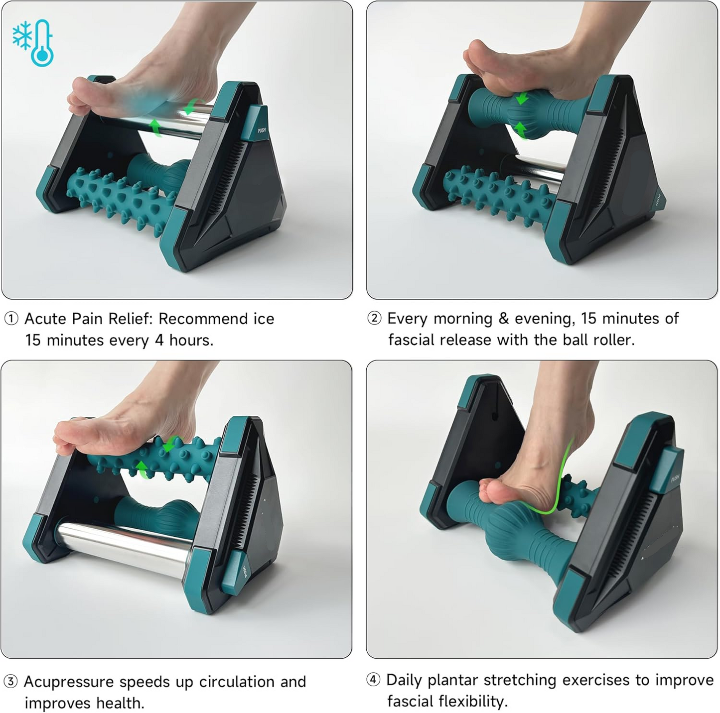 Foot Rocker Stretcher with Textured Grip Surface and Arch Massage Ridges