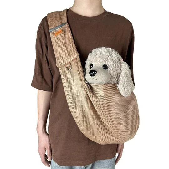 Crossbody Dog Sling with Padded Strap and Safety Clip for Small Pets