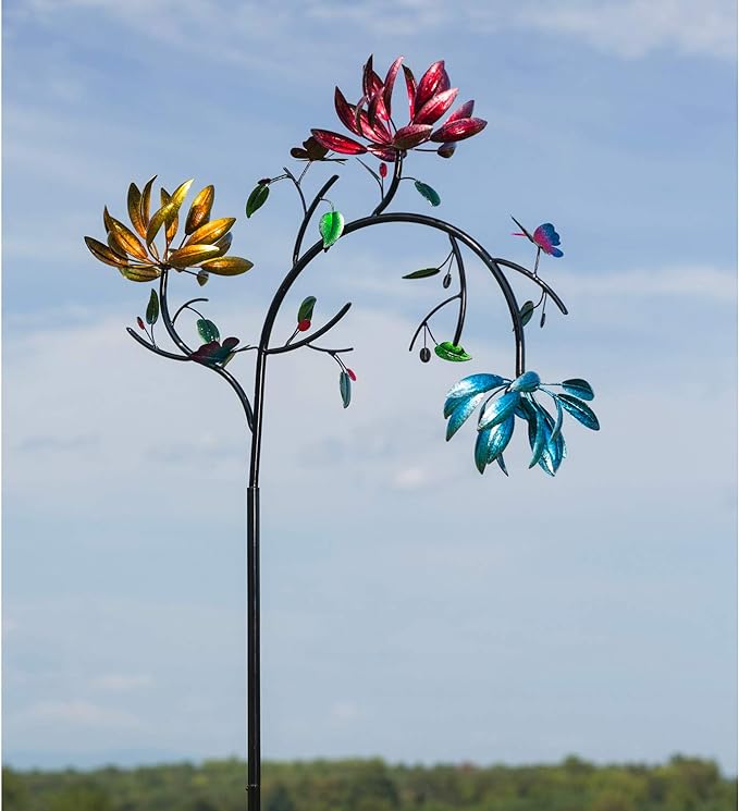 Beautiful Summer Multi Colored Flowers Wind Spinner