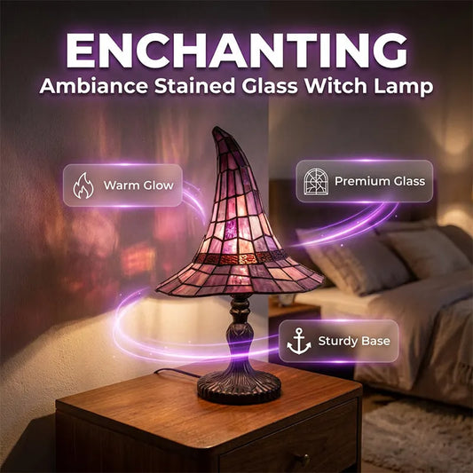 Enchanting Ambiance Stained Glass Witch Lamp