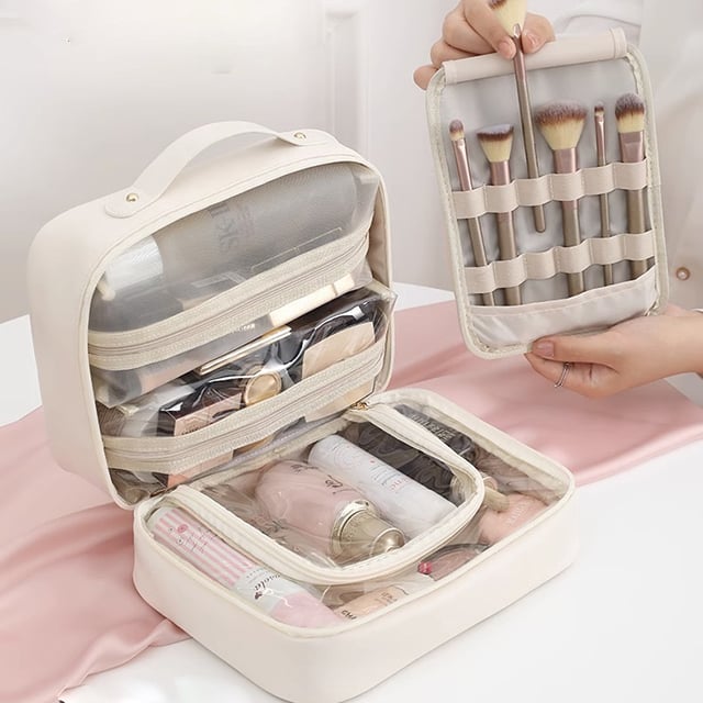 Multi-Compartment Toiletry Cosmetics Bag White / Buy 1