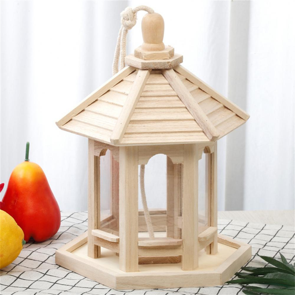 Wooden Transparent Household Bird Feeder