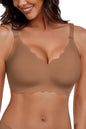 Wireless Seamless Bras for Women No Underwire Wavy V Neck Soft Support Full Coverage Comfortable Bra