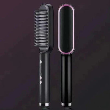 2 In 1 Negative Ion Hair Straightener Styling Comb 🎁Black*2(2 Pcs) / United Kingdom