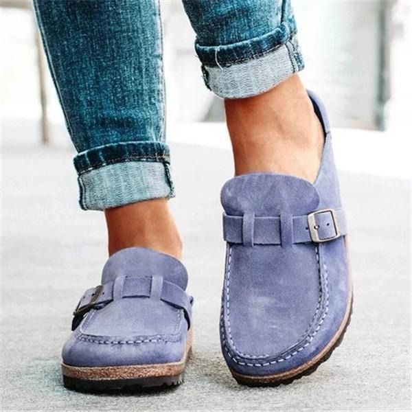 Fleekcomfy Orthopedic Suede Leather Posture Arch-Support Walking Slip-On Shoes & Sandals