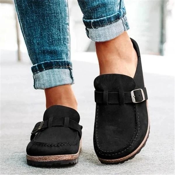 Fleekcomfy Orthopedic Suede Leather Posture Arch-Support Walking Slip-On Shoes & Sandals