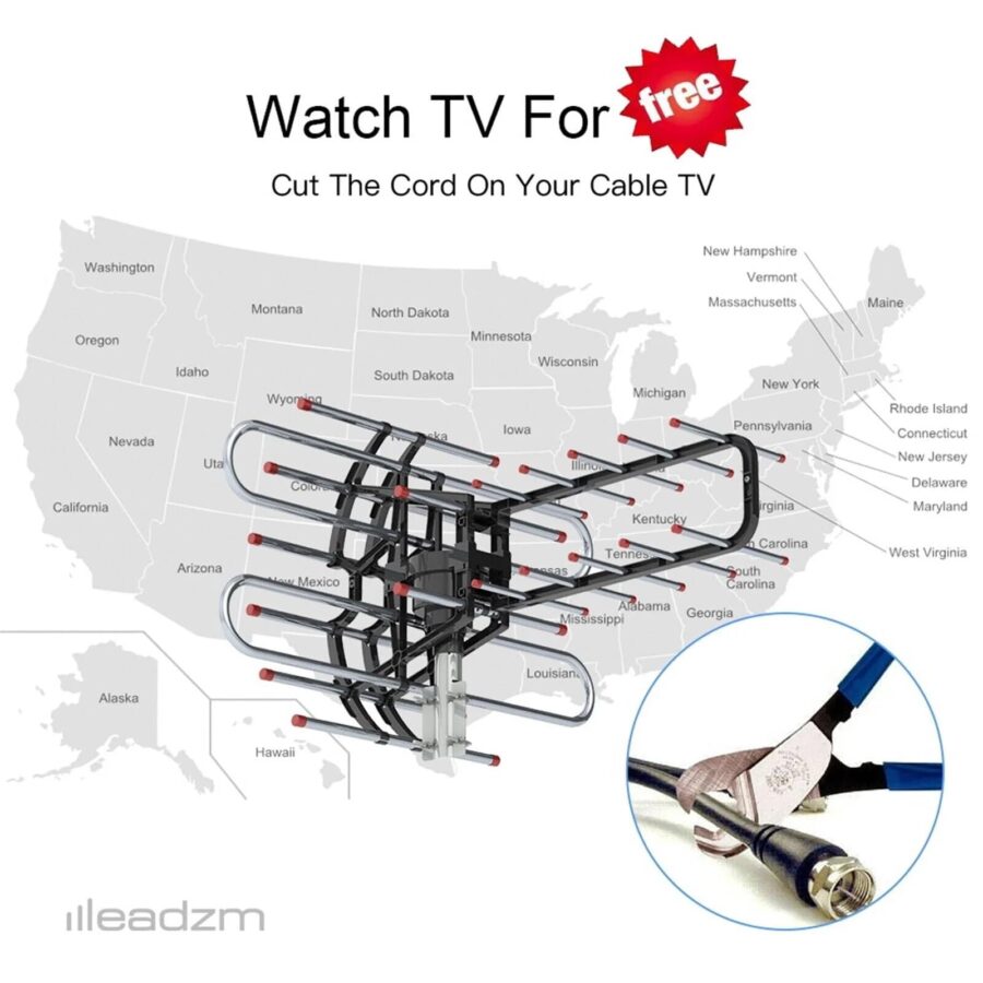 Long Range Tv Antenna 1000 + Miles American Booster Outdoor 4H Vhf/Uhf 360°S