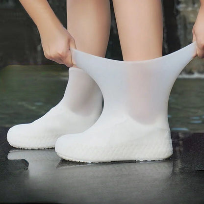 3 Pair Of Outdoor Latex Rain Boots Waterproof Shoe Cover White 3Pcs / M