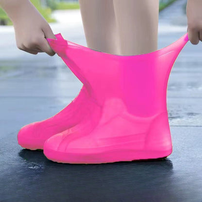 3 Pair Of Outdoor Latex Rain Boots Waterproof Shoe Cover Pink 3Pcs / M