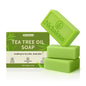 3PCS Tea Tree Soap, Loravey Tea Tree Relief Soap Bar, Deep Pore Cleansing, All Natural Skin Cleanser, Gentle Exfoliating Bar Soap