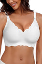 Wireless Seamless Bras for Women No Underwire Wavy V Neck Soft Support Full Coverage Comfortable Bra