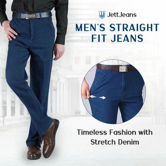 Jettjeans3 - Men’s High Waist Straight Fit Stretch Jeans