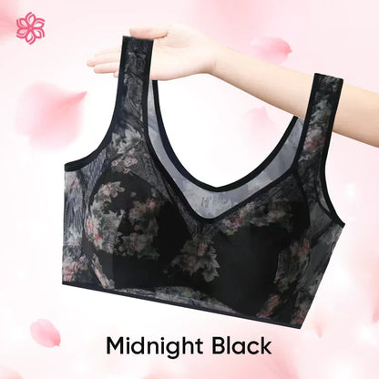 Ellebloom - Lace Buttonless Comfortable Bra Last Day Sale 50% Off Midnight Black / L