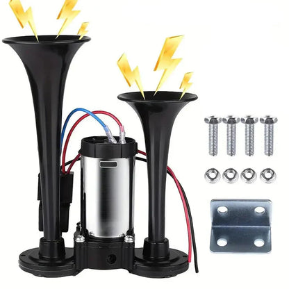 Dual Electric Air Horn Kit with 130dB Output and Integrated Compressor for Vehicles