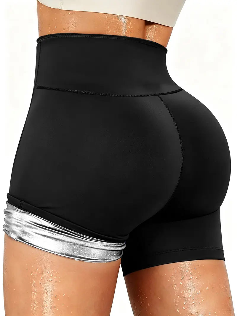 High Waist Sauna Shorts with Moisture Wicking Fabric and Included Waist Trainer