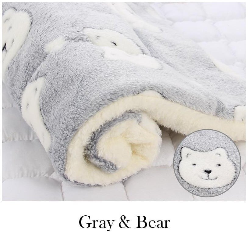 Cosy Calming Cat Blanket Gray With Bears / S (12.6’’X10’’)