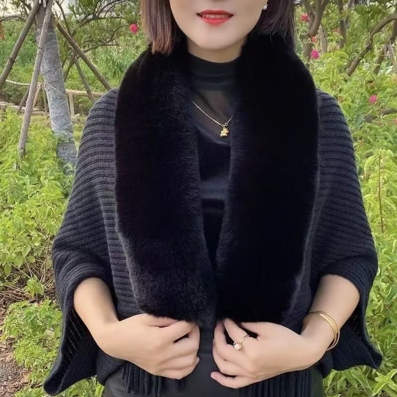 Knitting Thick Women’s Loose Shawl Black🔥