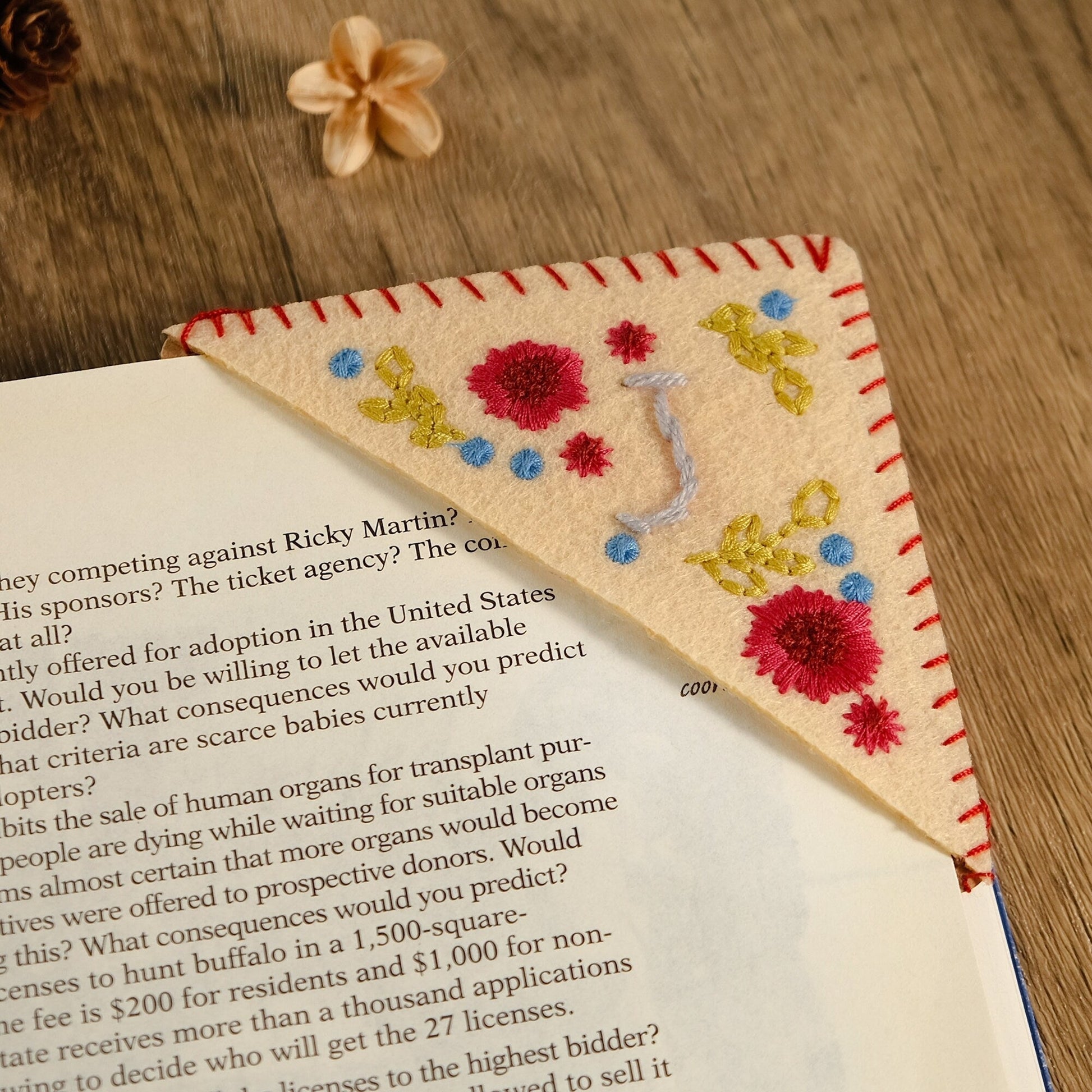 Personalized Hand Embroidered Corner Bookmark Fall / A Home & Kitchen