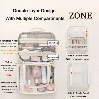 Multi-Compartment Toiletry Cosmetics Bag