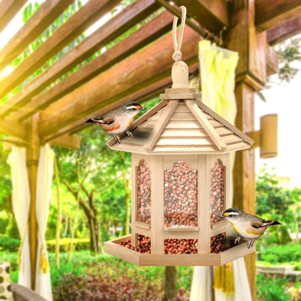 Wooden Transparent Household Bird Feeder