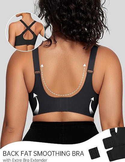 OEAK Womens Wireless Bras V Mesh Comfortable Bralette Supportive No Underwire Seamless