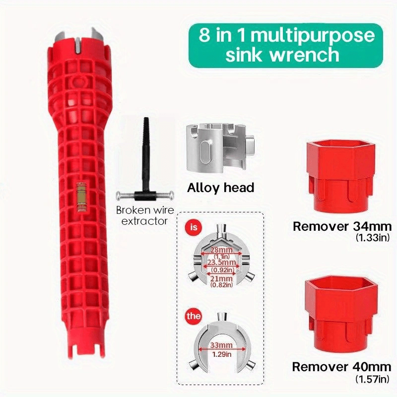 8-In-1 Multifunctional Sink Wrench 8 In1