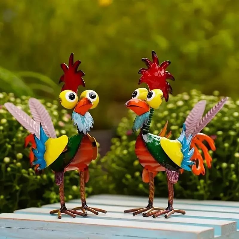 Metal-Rooster Outdoor Statue
