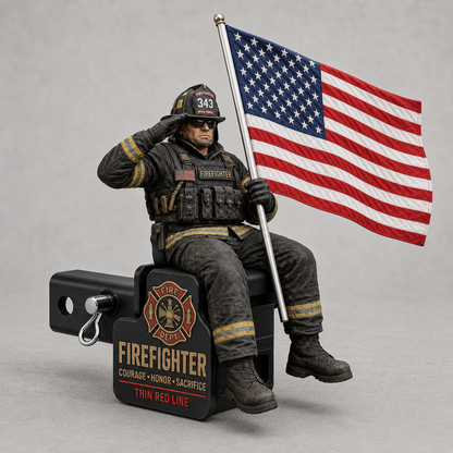 Firefighter Thin Red Line Tribute Trailer Hitch Cover