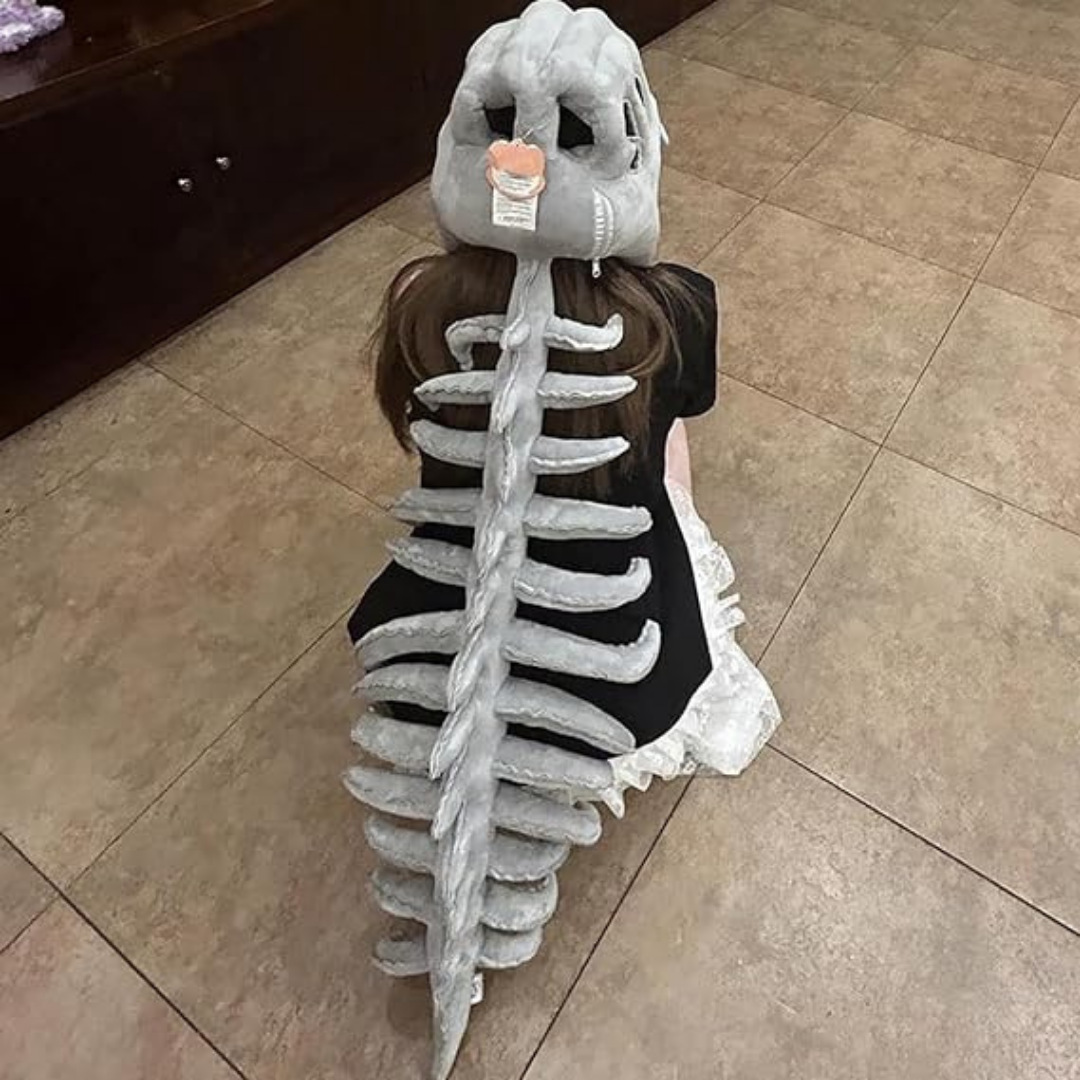 HOMERO Realistic Dinosaur Skeleton Costume with Skull Headpiece