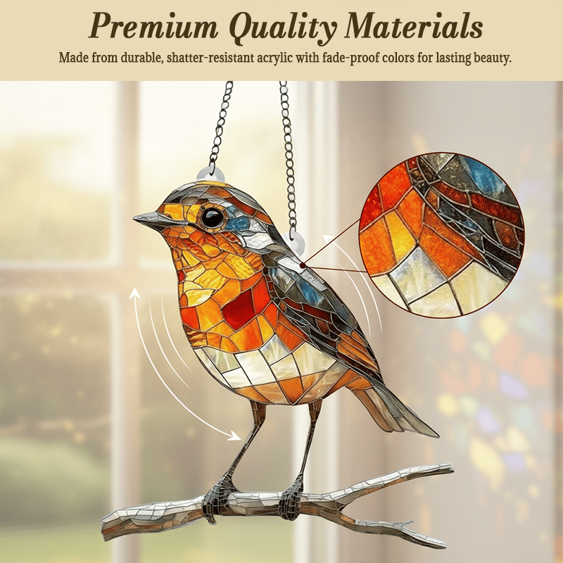 Stained Glass Style Robin Suncatcher