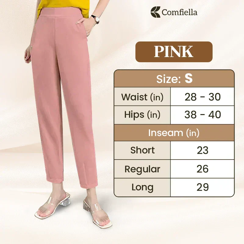 Comfiella - Women’s Casual High Waist Modern Fit Pants Hot Sale 50% Off Pink / S