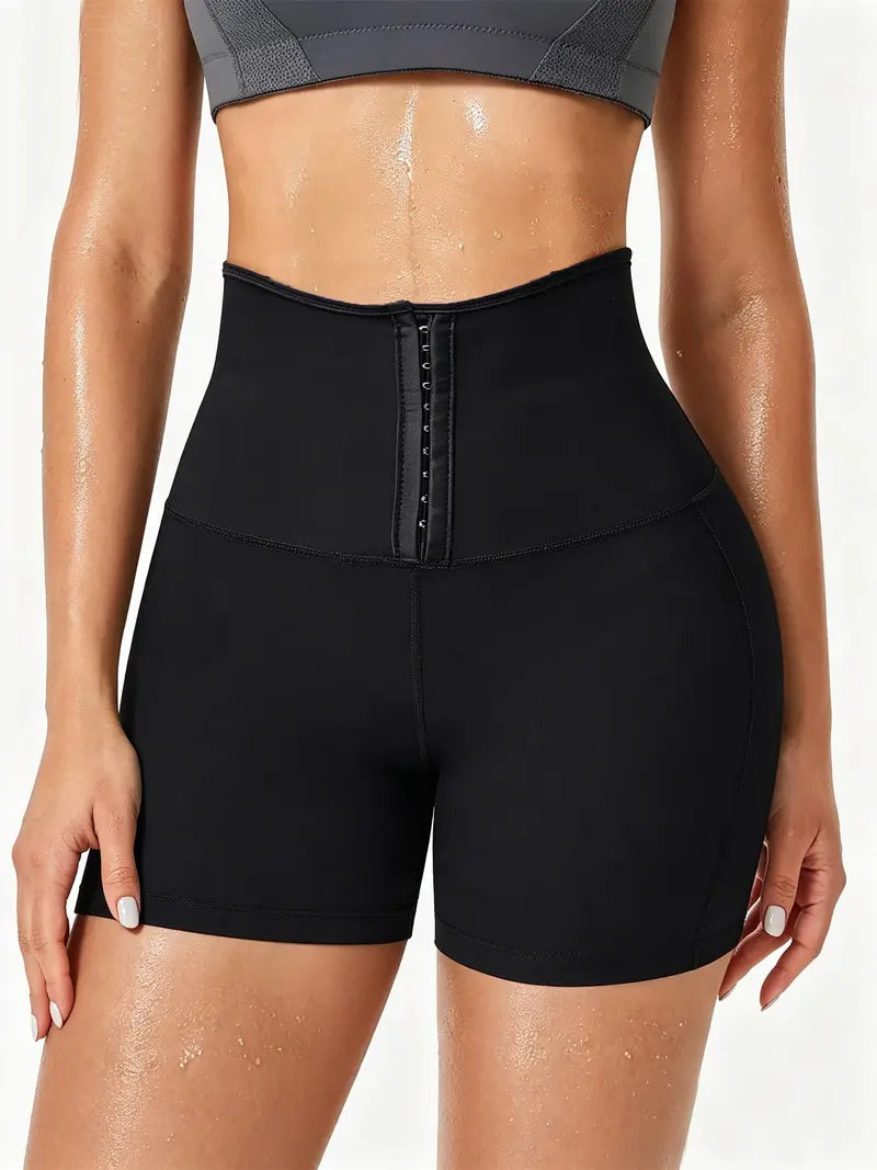 High Waist Sauna Shorts with Moisture Wicking Fabric and Included Waist Trainer