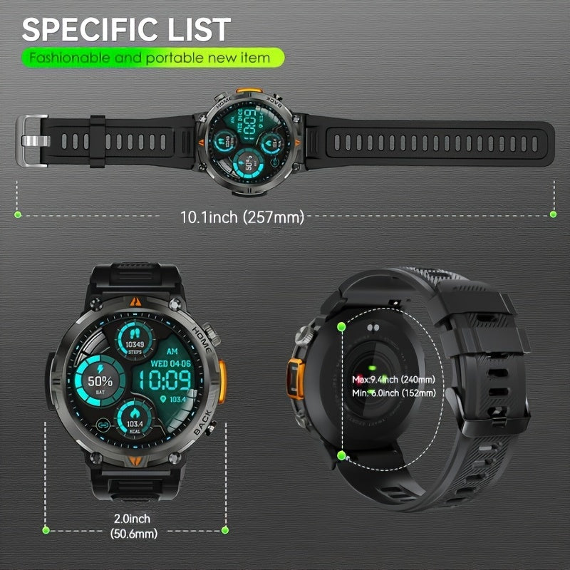 Sports Smart Watch For Men: Led Lighting Answer/Make Calls Outdoor Fitness Tracker Pedometer