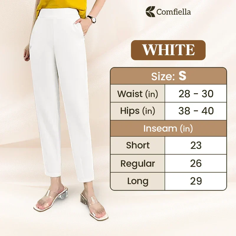 Comfiella - Women’s Casual High Waist Modern Fit Pants Hot Sale 50% Off White / S