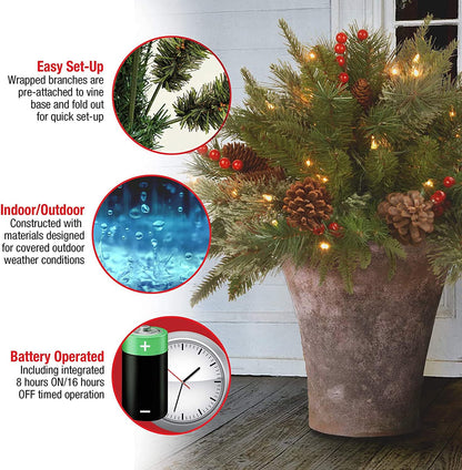 Pre-lit Artificial Christmas Tree Feel Real Urn Filler