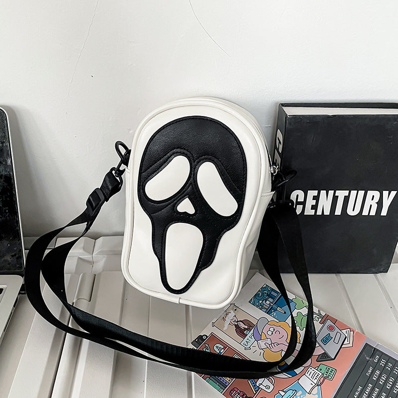 Halloween Funny Ghost Skull Crossbody Shoulder Bag White