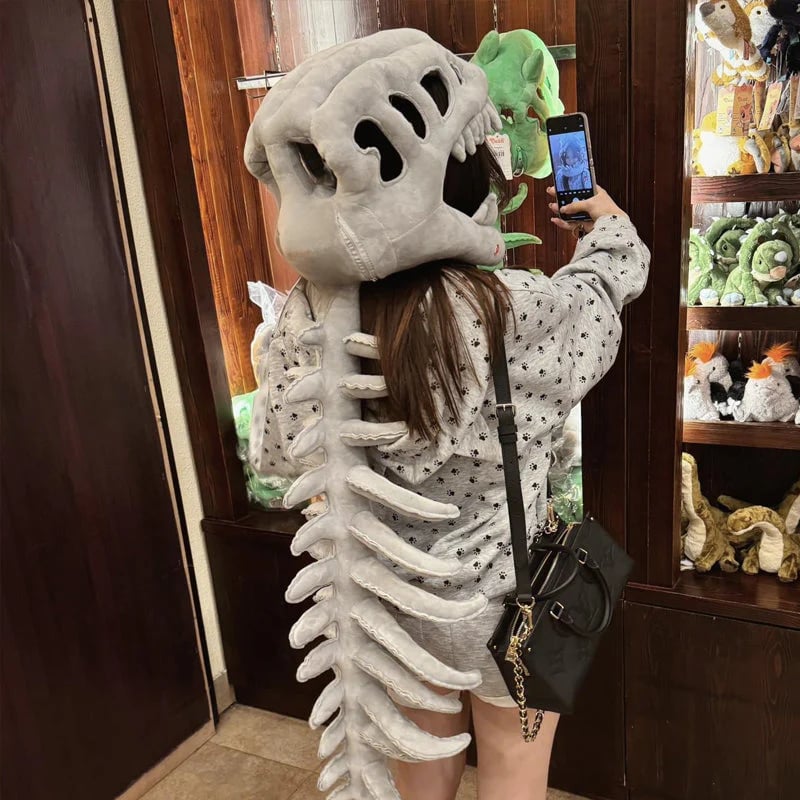 HOMERO Realistic Dinosaur Skeleton Costume with Skull Headpiece
