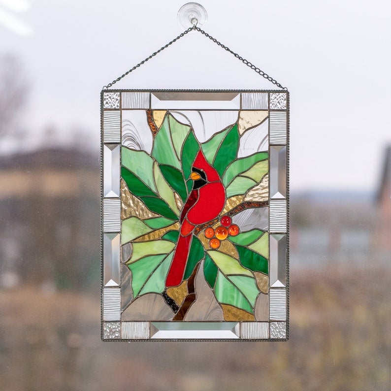 Cardinal Stained Window Panel One