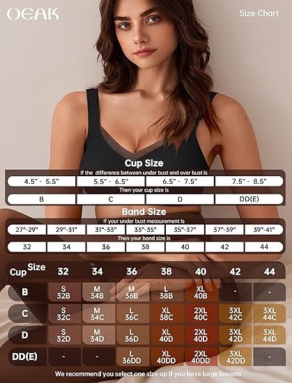 OEAK Womens Wireless Bras V Mesh Comfortable Bralette Supportive No Underwire Seamless