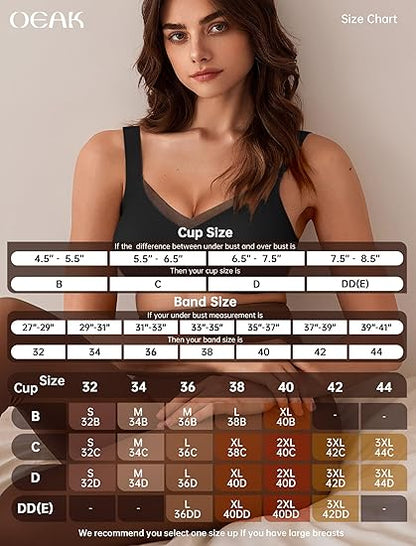 OEAK Womens Wireless Bras V Mesh Comfortable Bralette Supportive No Underwire Seamless