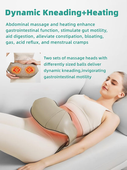 Abdominal Massager with Dual Rotating Heads and Heat Function, 9.8 Inch Width
