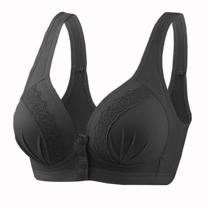 🥰Front Button Breathable Skin-Friendly Cotton Bra 🔥Black / L