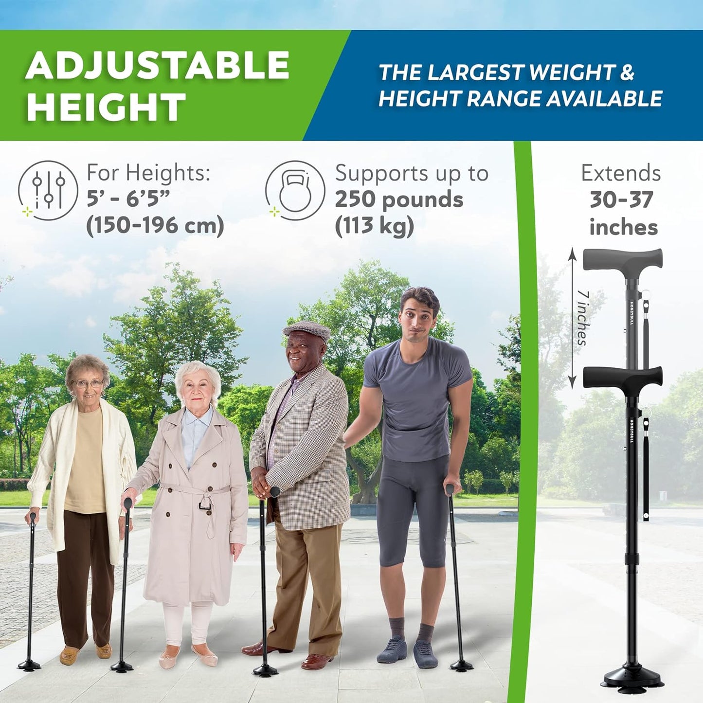 Foldable Adjustable And Collapsible Walking Cane For Men & Women