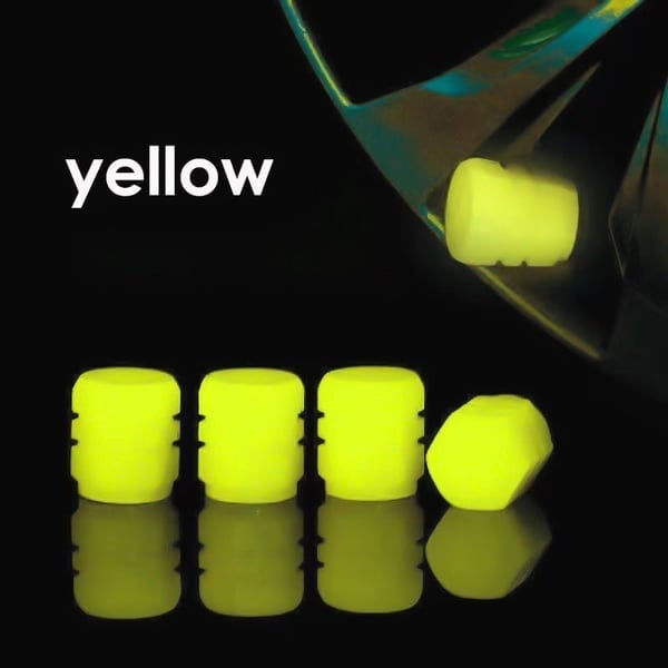 Fluorescent Tire Valve Caps Yellow / 4 Pcs