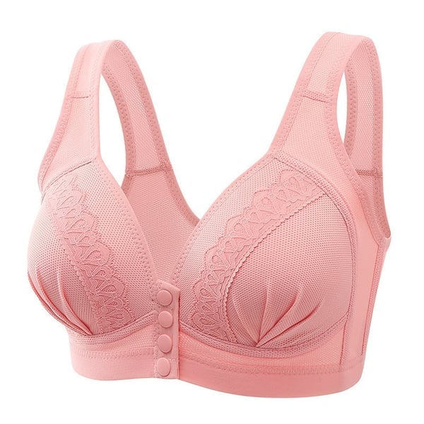 🥰Front Button Breathable Skin-Friendly Cotton Bra Orange Pink / L