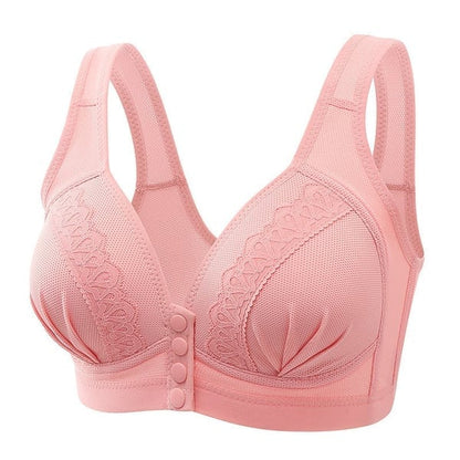 🥰Front Button Breathable Skin-Friendly Cotton Bra Orange Pink / L