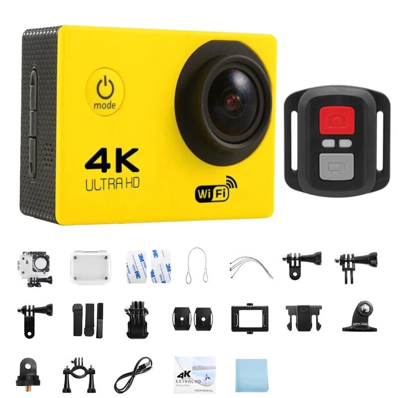 Qinux Pixgo 4K Sport Camera Yellow / 16Gb Card