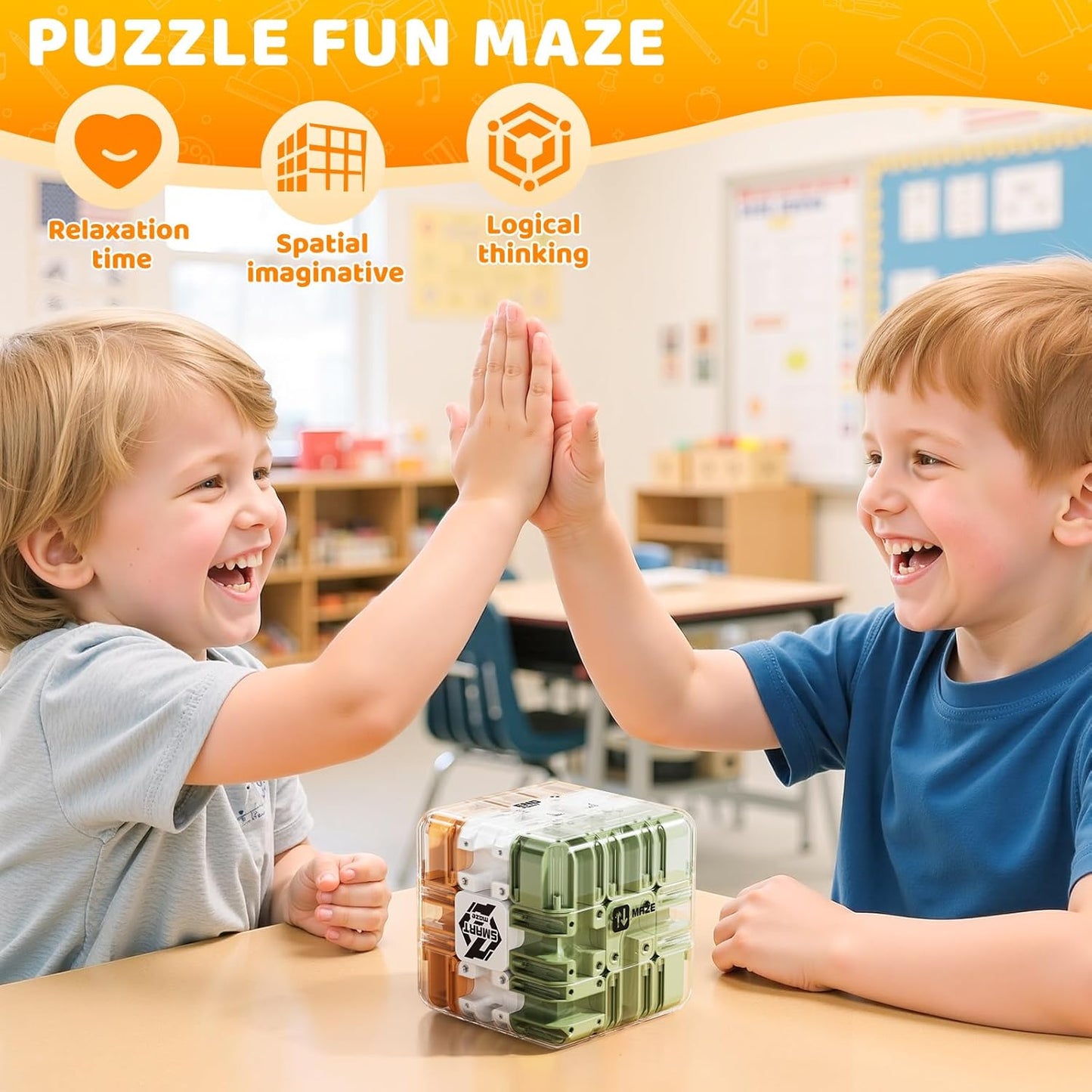 3D Maze Cube Puzzle Brain Teaser Game - Large Labyrinth Challenge Toy for Kids Christmas Gifts