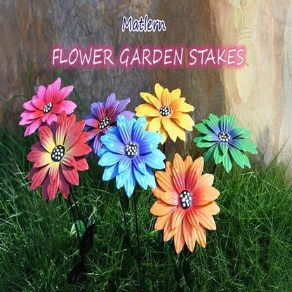 Metal Flowers Garden Stakes